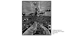 Wolfgang-Mattheuer--Hinter-den-sieben-Bergen-Holzschnitt-1970