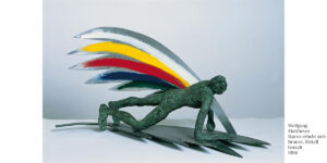 Wolfgang-Mattheuer--Ikarus-erhebt-sich--Bronze,-Metall-bemalt