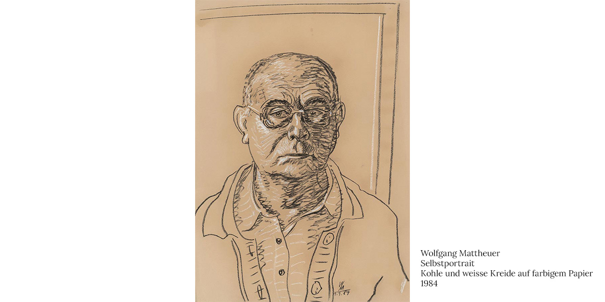 Wolfgang-Mattheuer--Selbstportrait--Kohle-und-weisse-Kreide-auf