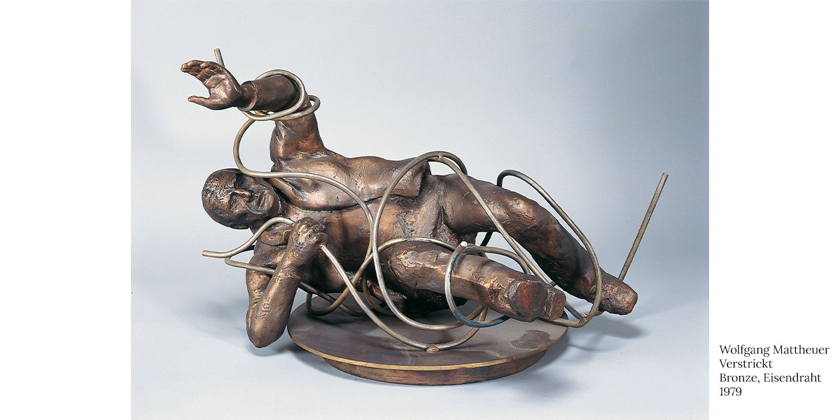 Wolfgang-Mattheuer--Verstrickt--Bronze-Eisendraht-1979
